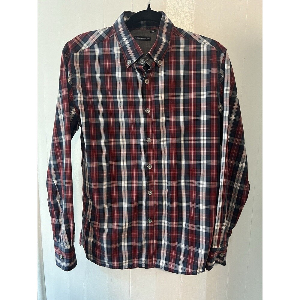 Jacob Holston long sleeve Plaid Button Down Shirt Sz Medium